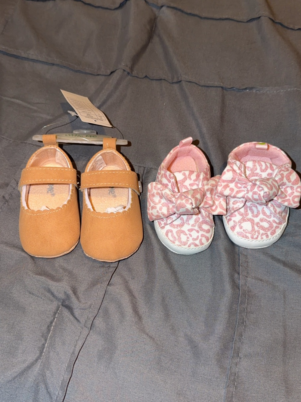0-6 Months Baby Girl Brown & Pink Shoes